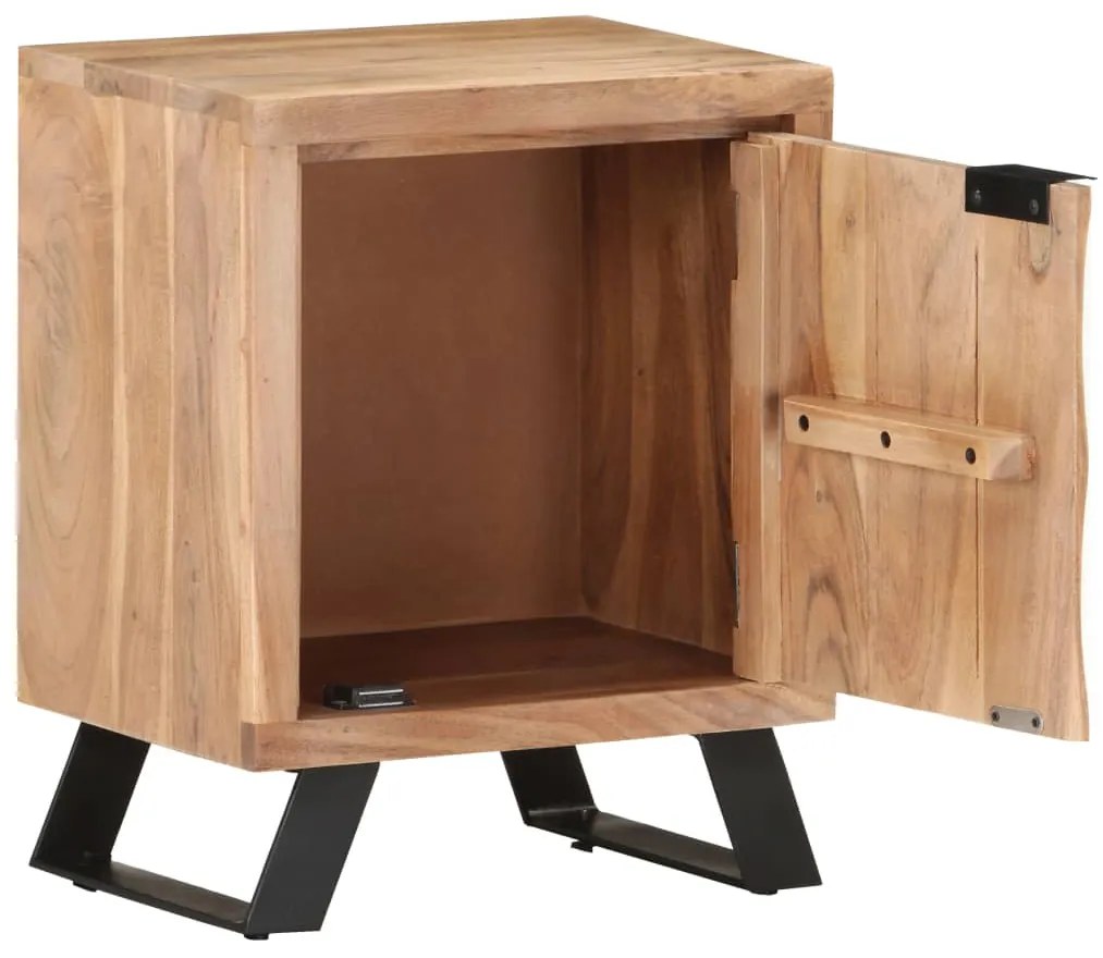 Mesa de cabeceira 40x30x50 cm acácia maciça com bordas vivas
