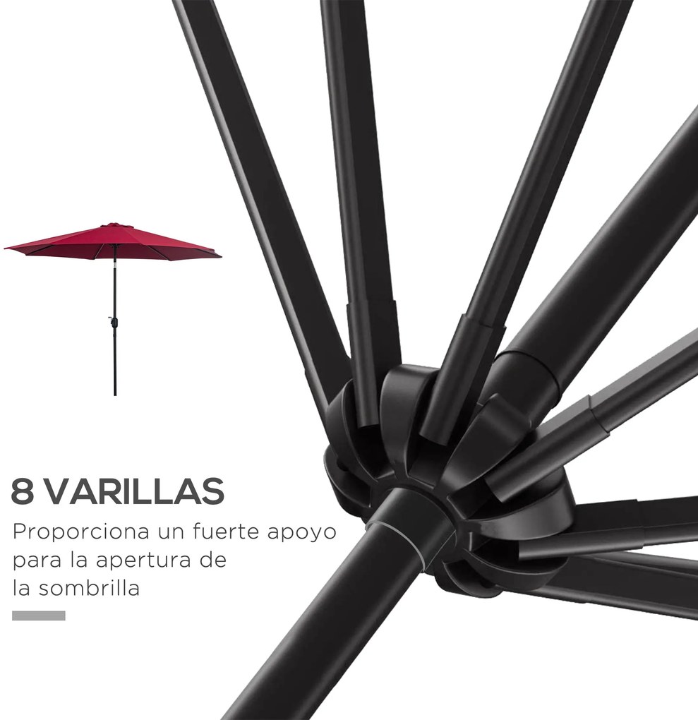 Chapéu de Sol de Jardim Ø295x250cm com Manivela Chapéu de Sol Exterior