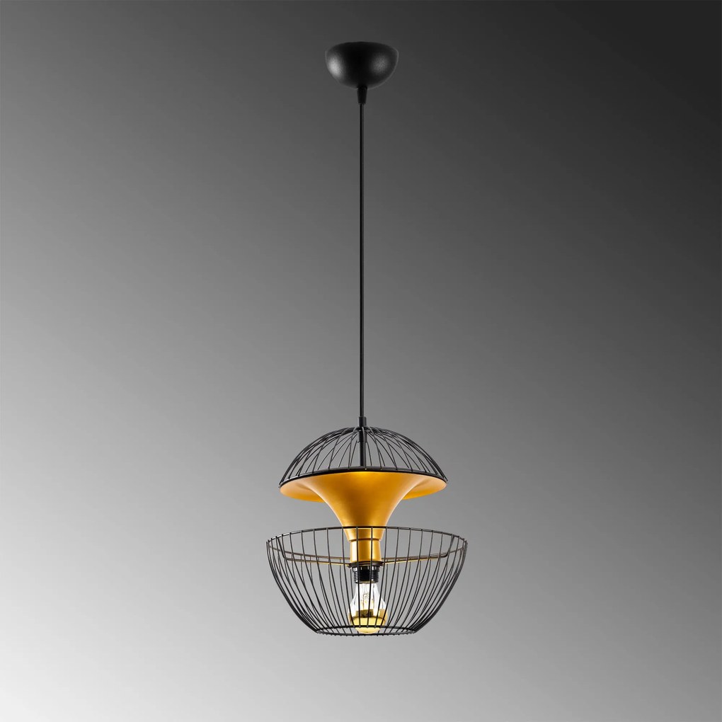 Candeeiro Telmander – Preto/Dourado – 30 x 30 x 45-135 cm