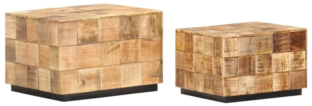 Mesas de centro 2 pcs c/ design blocos madeira mangueira áspera