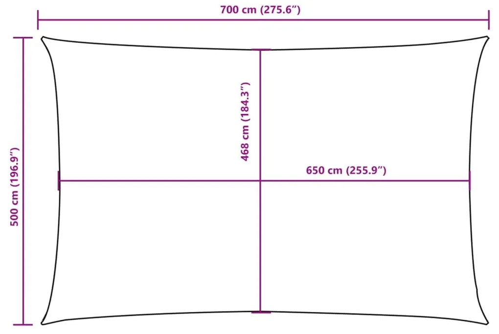 Para-sol estilo vela tecido oxford retangular 5x7 m laranja