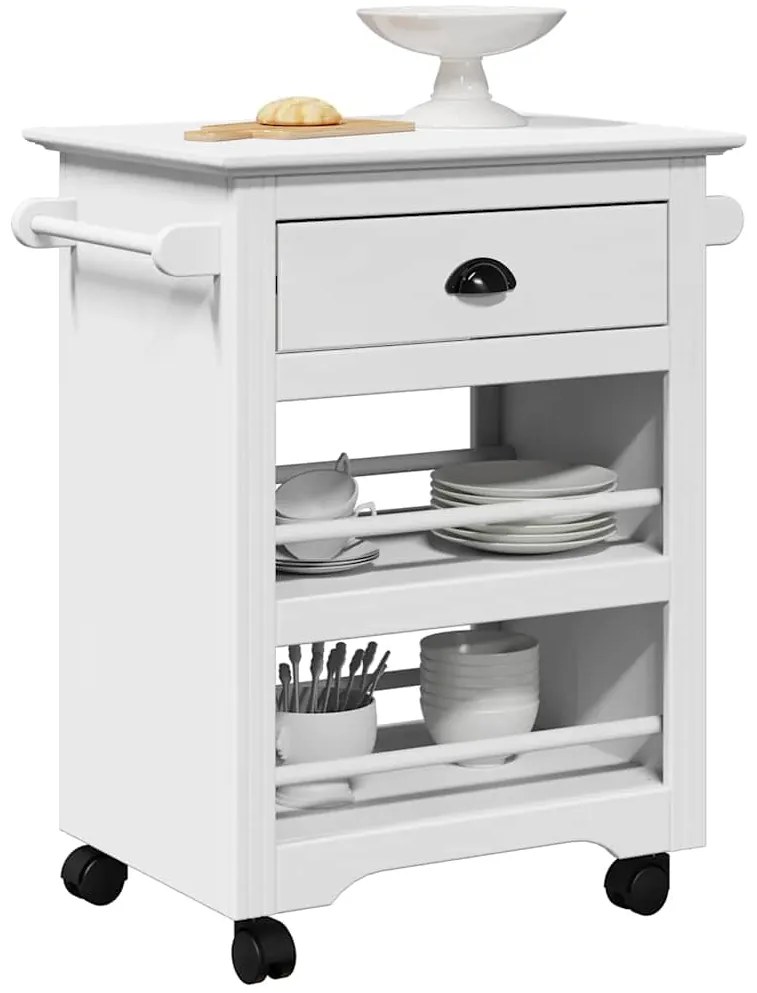 vidaXL Carrinho de cozinha BODO branco 67,5x45x80 cm