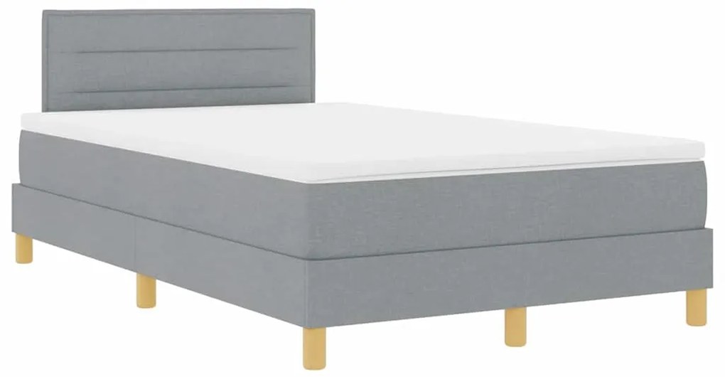 Cama Box com Colchão e LED Cinza Claro 120x200 cm Tecido