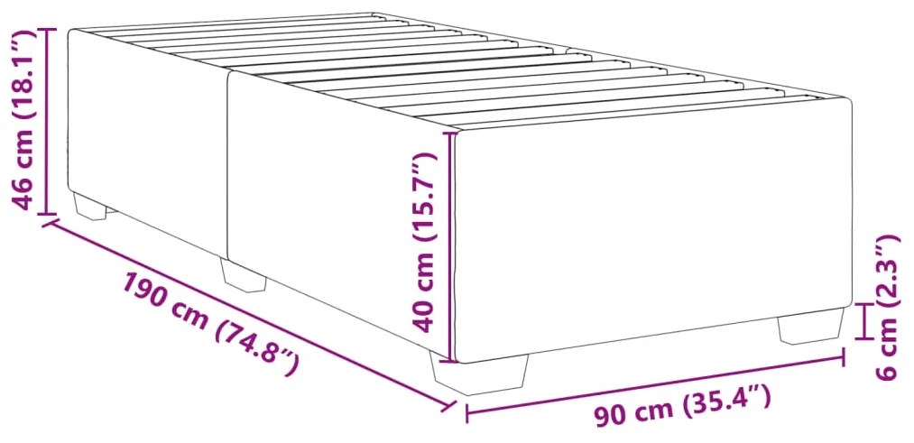 Estrutura de cama 90x190 cm tecido castanho-escuro