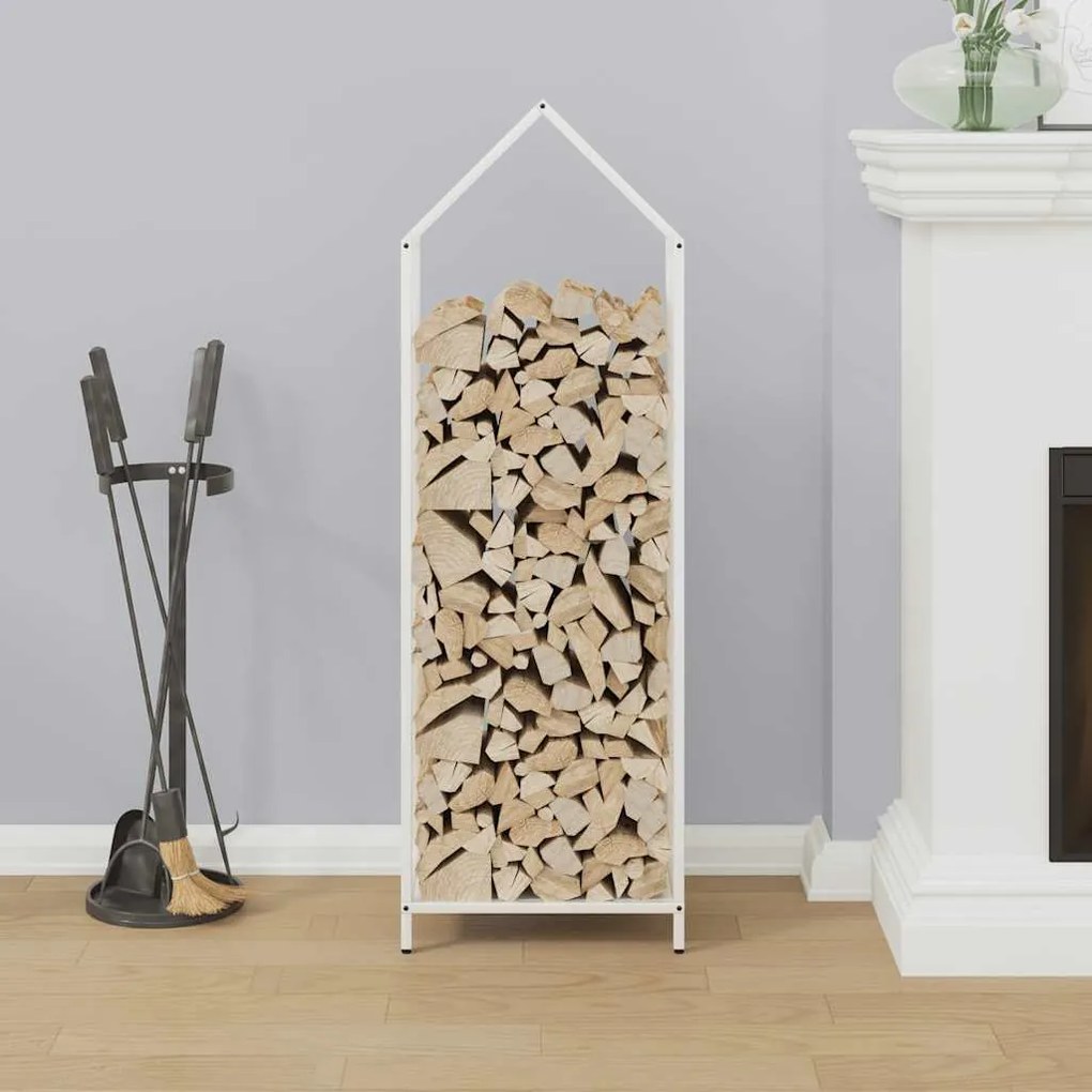Suporte para lenha 40x25x120 cm aço laminado a frio branco