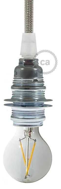 Double ferrule metal E14 lamp holder kit for lampshade - Conical / Silver