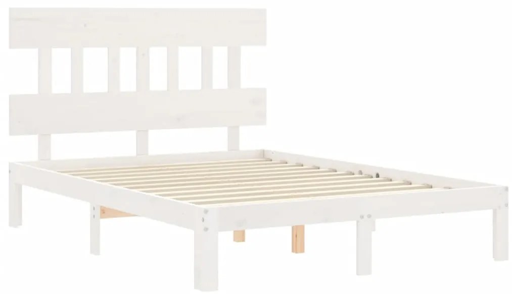 Cama sem colchão 140x200 cm madeira de pinho maciça branco