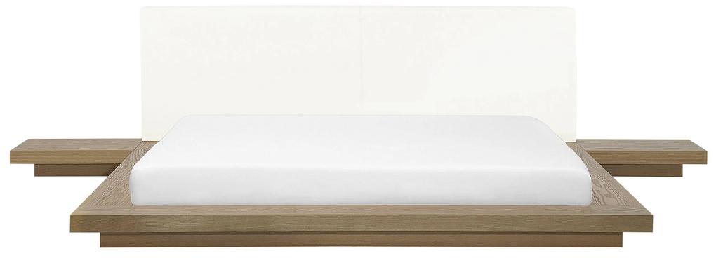 Cama de casal de água em madeira castanha clara 180 x 200 cm ZEN Beliani