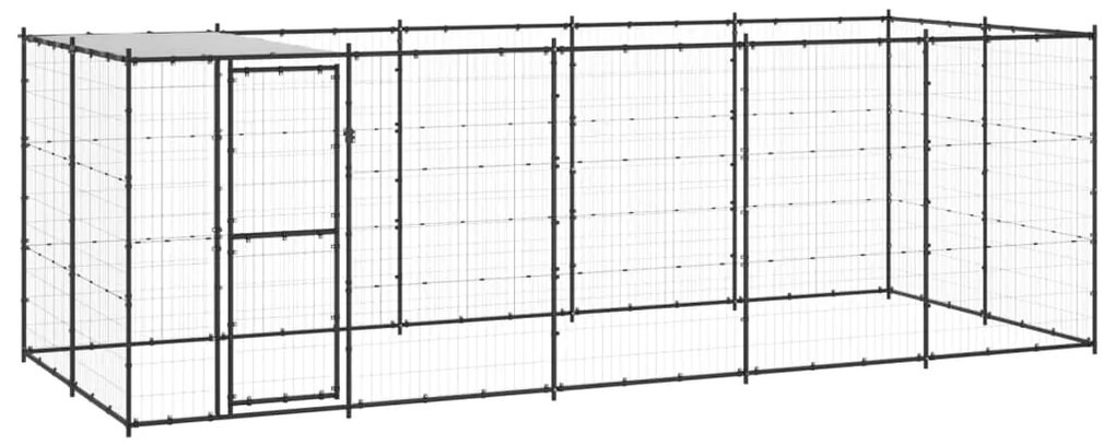Canil de exterior com telhado 12,1 m² aço