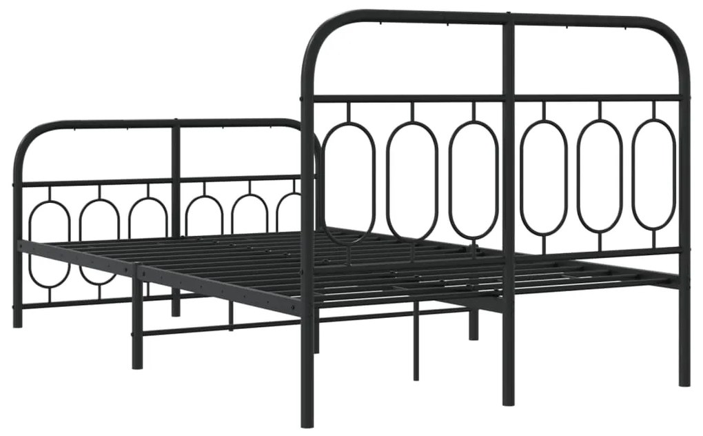 Estrutura de cama com cabeceira e pés 120x200 cm metal preto