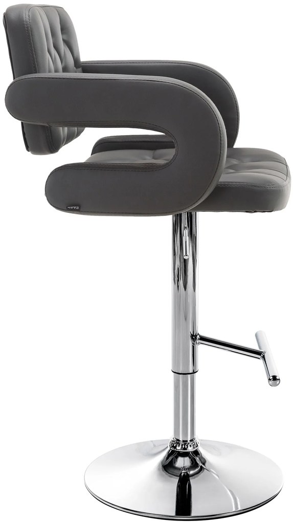 Banco de bar Dublin em couro sintético 62 x 103-123 x 55 cm Cinzento