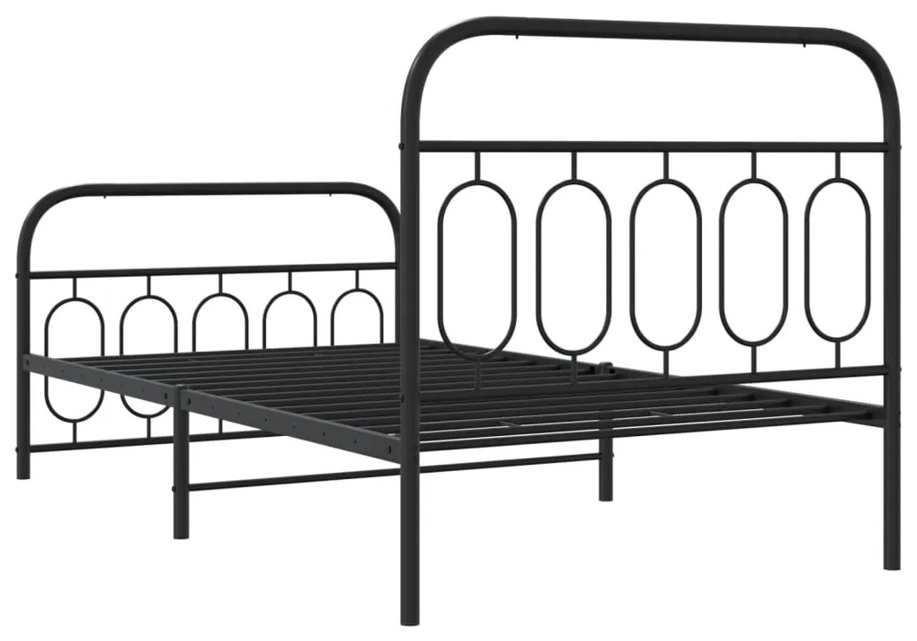 Estrutura de cama com cabeceira e pés 100x200 cm metal preto