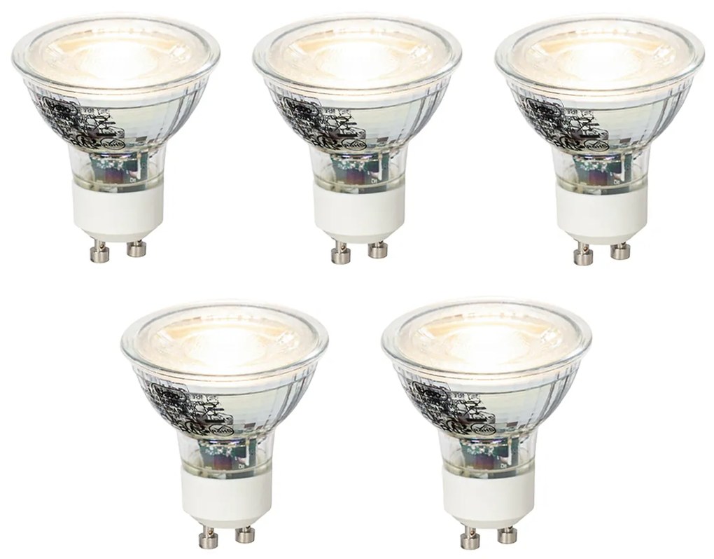 Conjunto de 5 lâmpadas LED GU10 reguláveis 4W 310lm 3000K