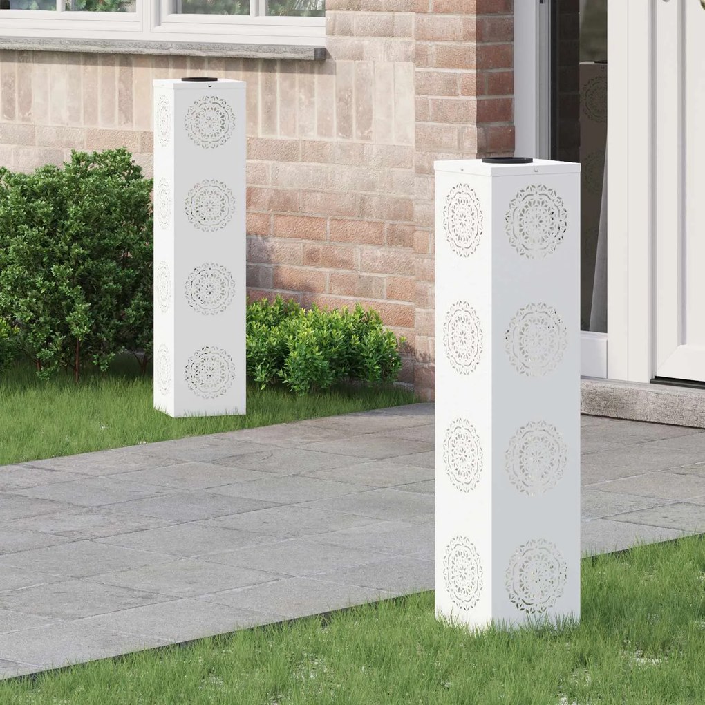 vidaXL Luz Solar LED de Caminho 2 pcs Branco Aço Laminado a Frio