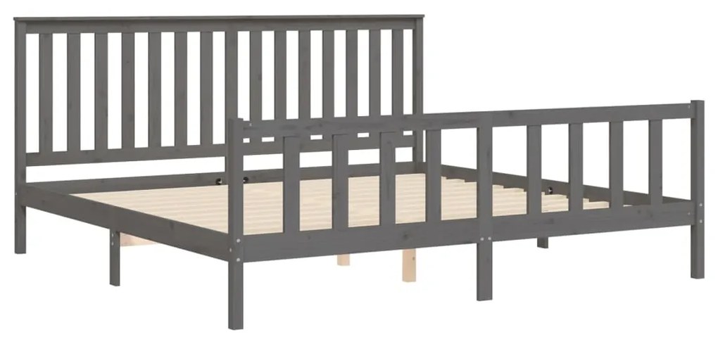 Estrutura de cama com cabeceira 200x200 cm pinho maciço cinza