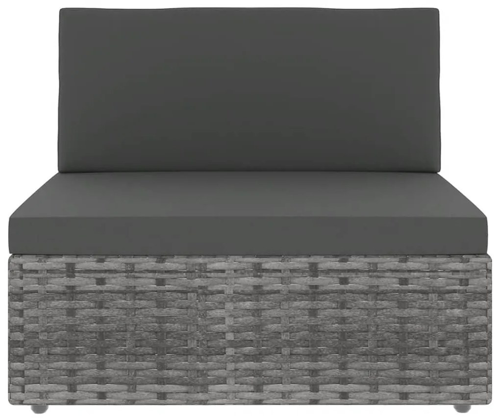 7 pcs conjunto lounge de jardim c/ almofadões vime PE cinzento