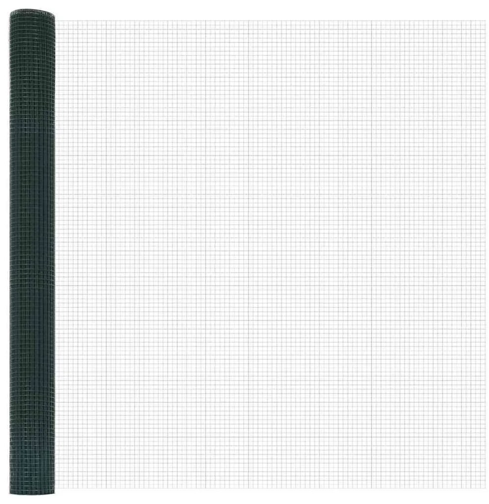Cerca de Arame Soldado com 13 Postes Flangados Verde 1,4x50 m Aço