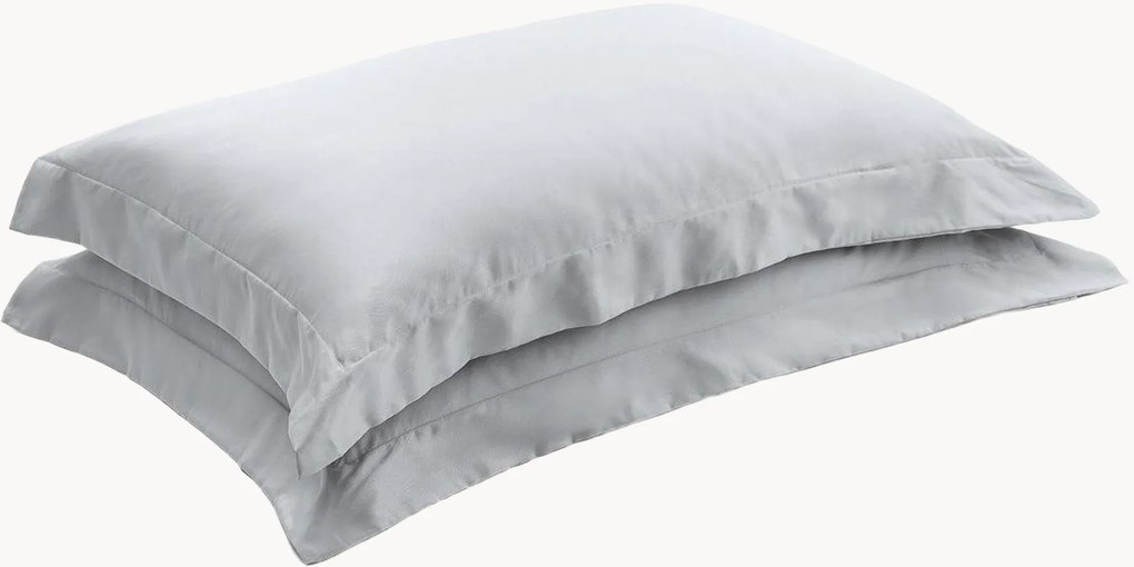 Fronhas de almofada em cetim de algodão Pearl Gray, conjunto de 2