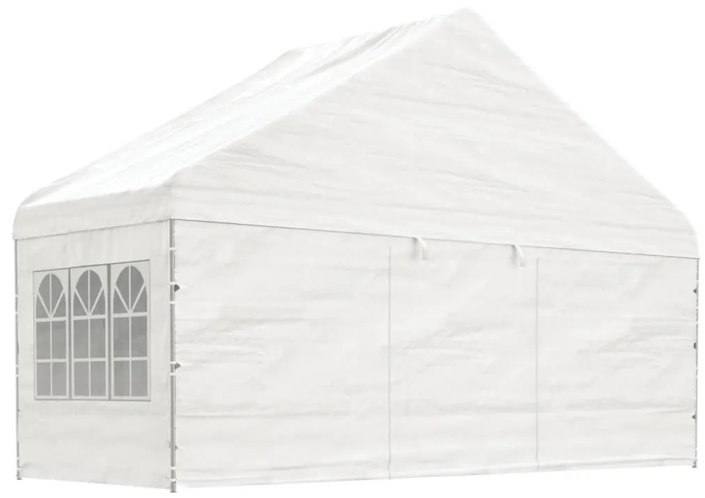 Gazebo com telhado 15,61x5,88x3,75 m polietileno branco