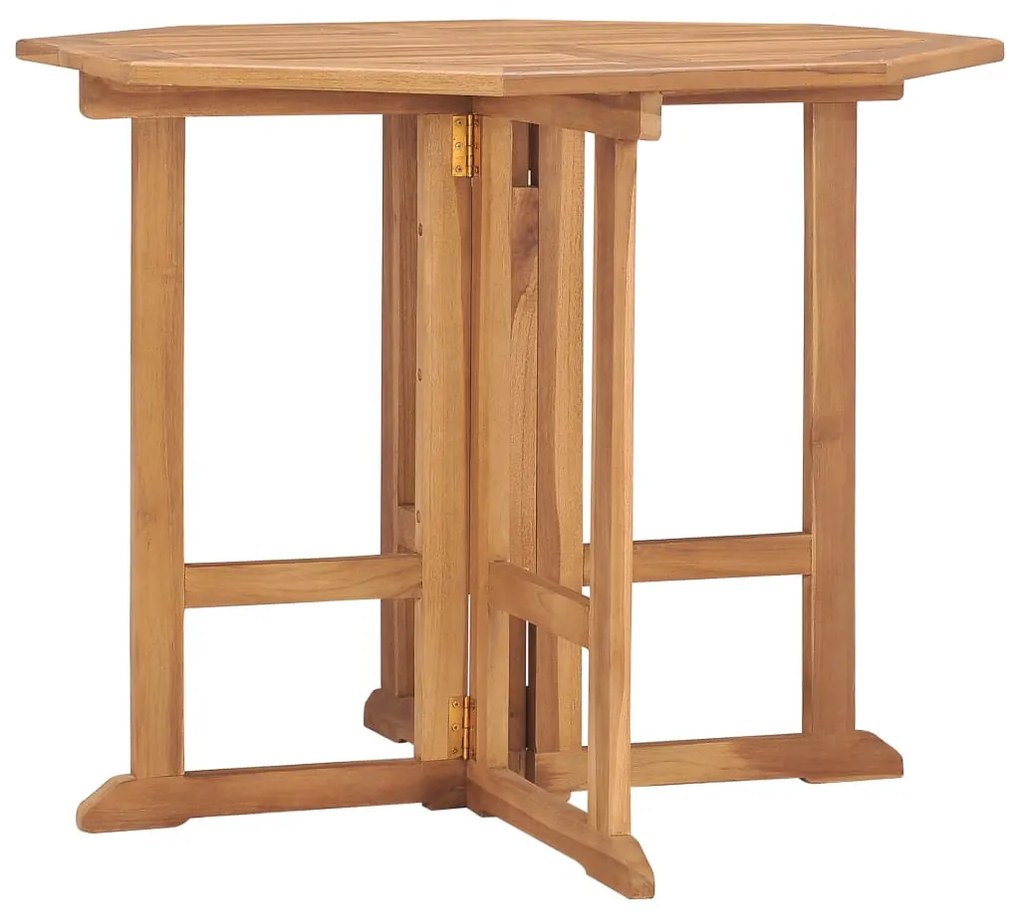 vidaXL Mesa de jantar p/ jardim dobrável 90x90x75 cm teca maciça
