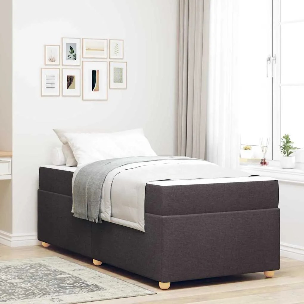 vidaXL Estrutura da Cama com colchão Marrom Escuro 80 x 200 cm tecido