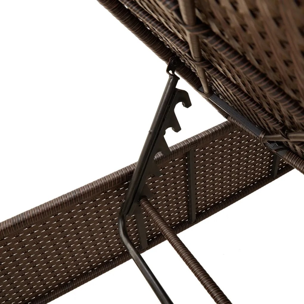 Espreguiçadeira com mesa e almofadão vime PE castanho