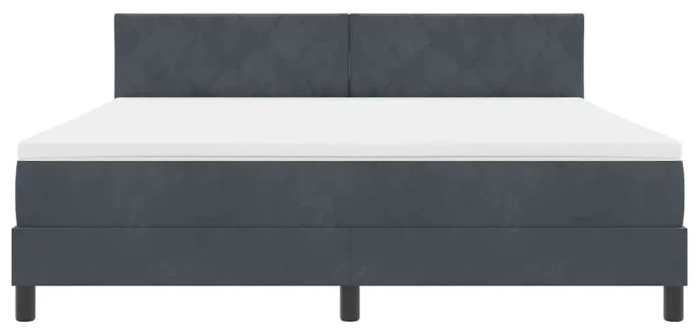 Cama Box Spring com Colchão Cinza Escuro Super King em Veludo