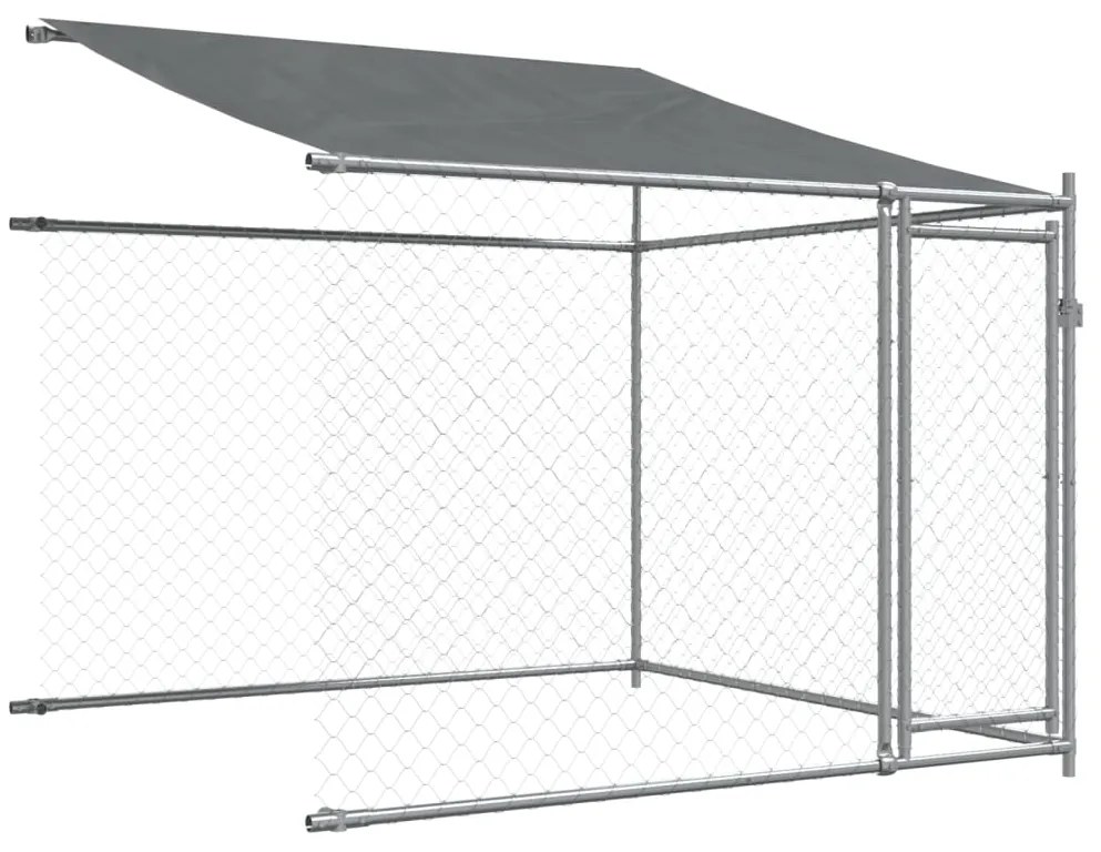 Jaula para cão com telhado/portas 6x2x2 m aço galvanizado cinza