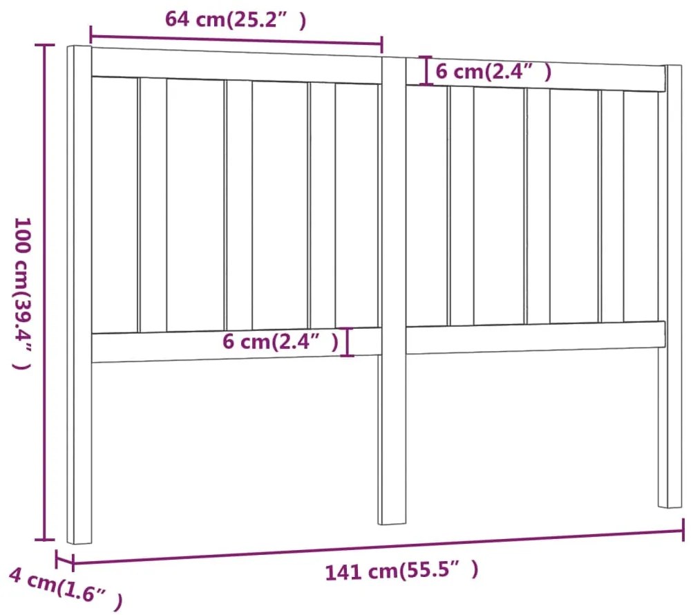 Cabeceira de cama 141x4x100 cm pinho maciço castanho mel
