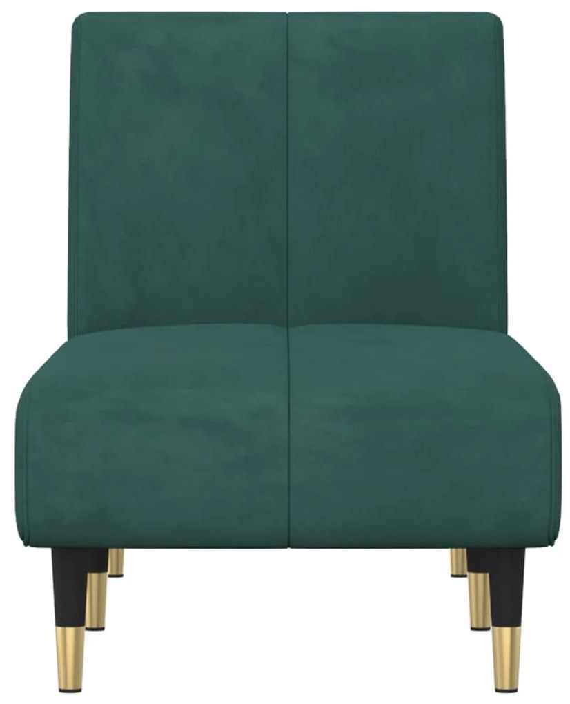 Chaise longue veludo verde-escuro
