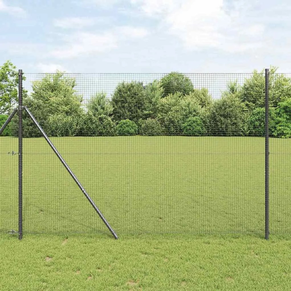 vidaXL Cerca de Fio Soldado com 7 Postes Cinza 1.5x10 m Aço