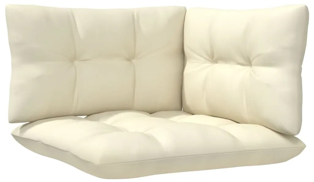 4 pcs conjunto lounge jardim c/ almofadões creme pinho