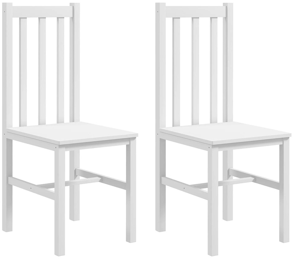 HOMCOM Conjunto de 2 Cadeiras de Sala de Jantar Cadeiras de Cozinha com Encosto de Ripas Estrutura de Madeira de Pinho para Sala de Estar Capacidade 120 kg 38,5x47,5x99 cm Branco