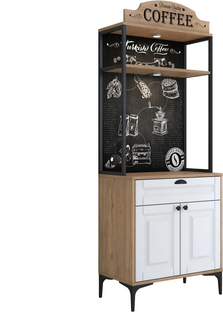 Armário Alto de Cozinha "Avellano" - Nogueira e Branco - 70x170.4x40cm