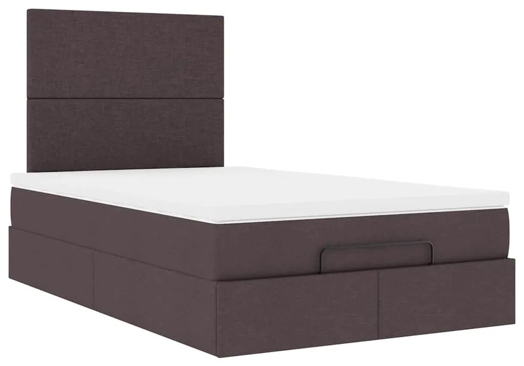 Estrutura de cama otomana com colchão 120x190cm castanho escuro