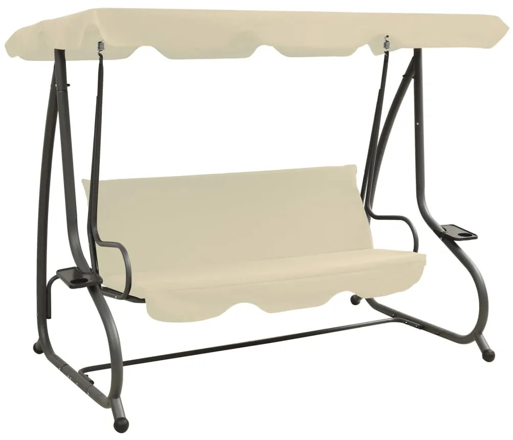 313337 vidaXL Baloiço de jardim com toldo branco areia