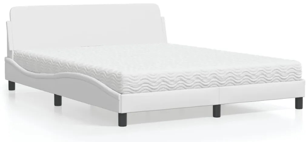 vidaXL Cama com colchão 160x200 cm couro artificial branco