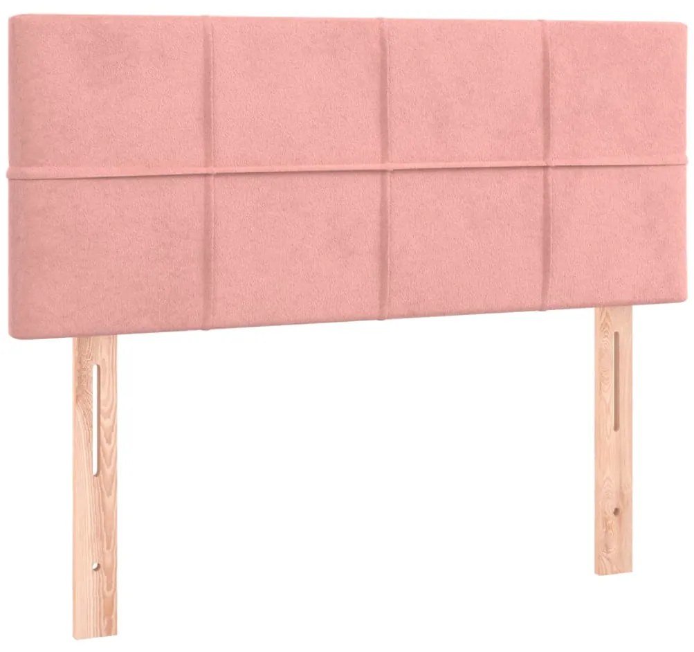 Cama box spring c/ colchão/LED 80x200 cm veludo rosa