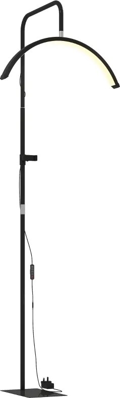 Candeeiro de Pé Meia Lua com Cabeça Giratória 350° 7 Temperaturas de Cor Brilho Ajustável Suporte para Telemóvel Preto