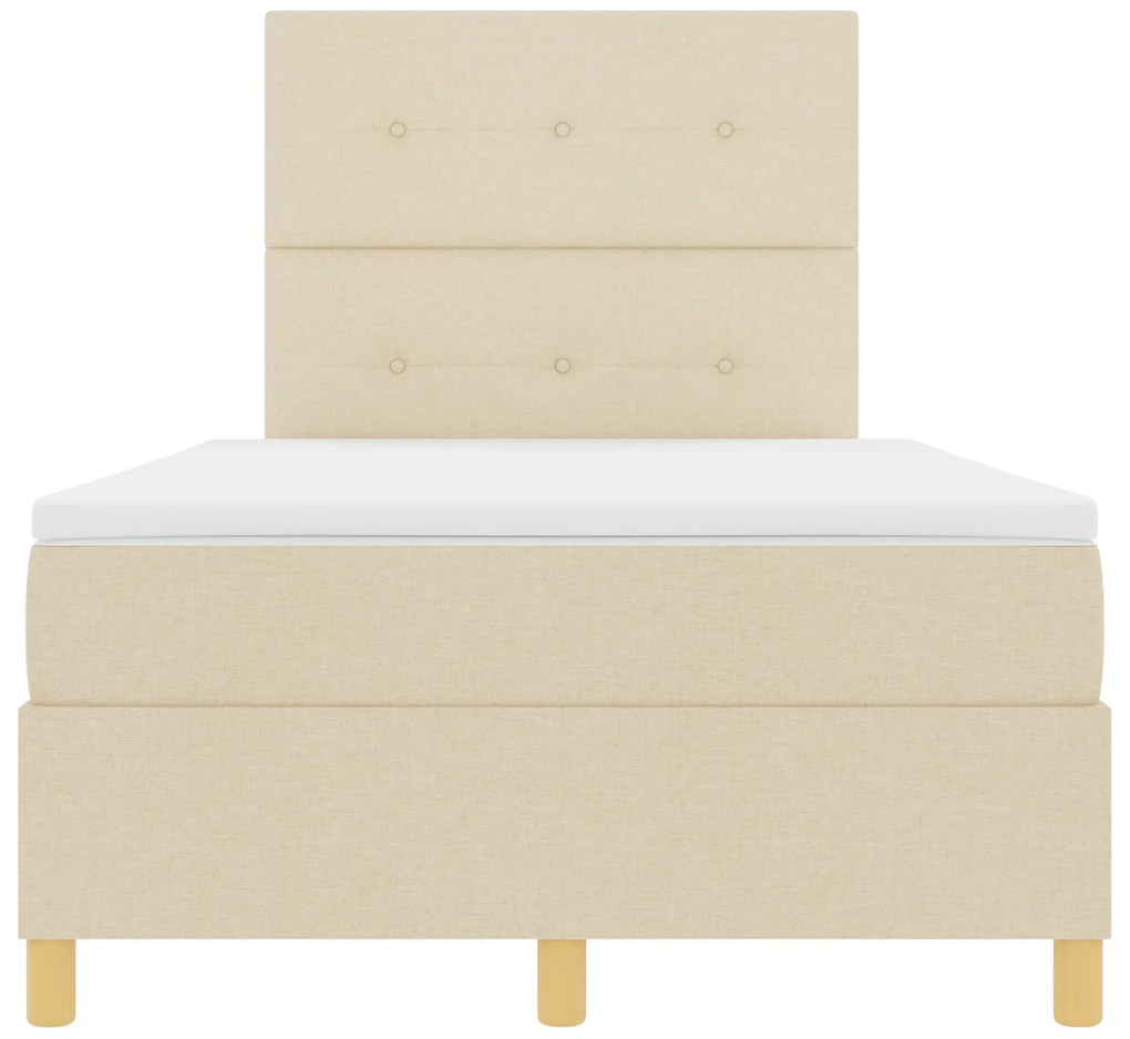 Cama com molas e colchão & LED creme 120x190 cm de tecido