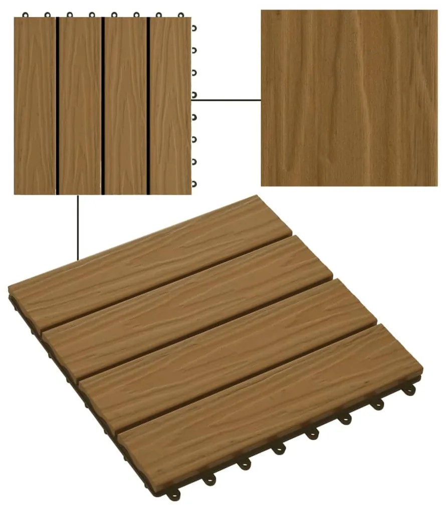 Ladrilho pavimento relevo profundo 11 pcs WPC 1m² cor de teca