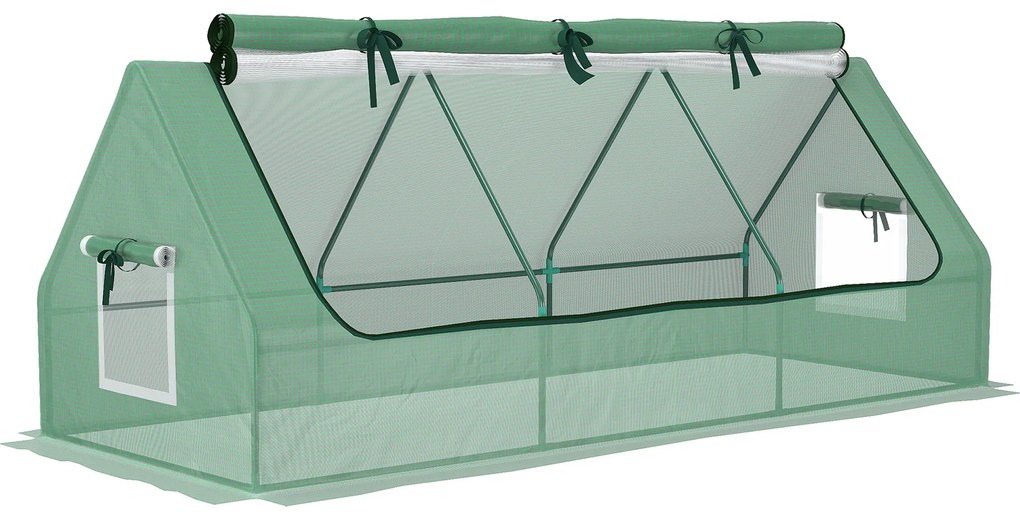Outsunny Estufa de Jardim Mini Estufa 240x90x90 cm com Janelas de Malha e Estrutura de Aço para Cultivar Verduras e Flores Verde | Aosom Portugal