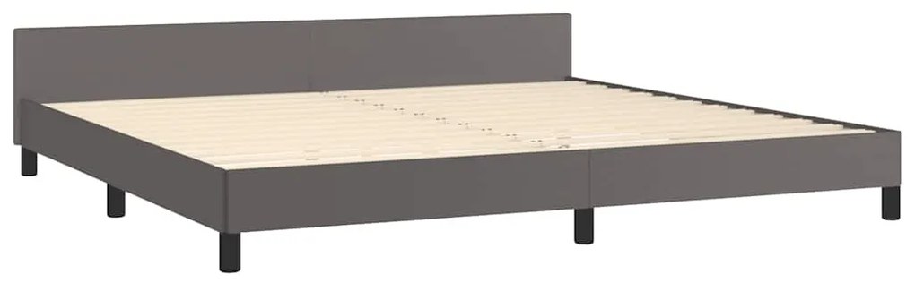 Estrutura cama c/ cabeceira sem colchão 200x200 cm cinzento