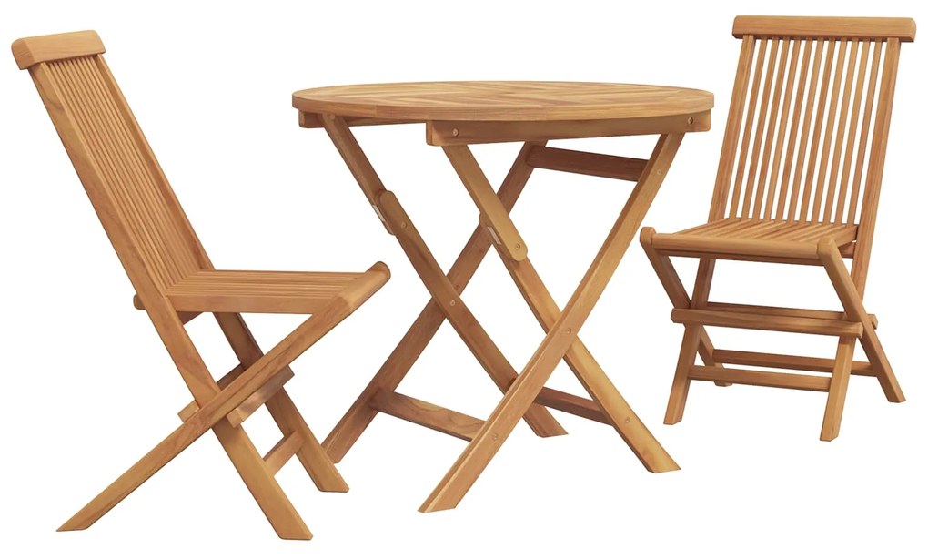 vidaXL Conjunto de Jantar para Jardim 3 pcs Castanho