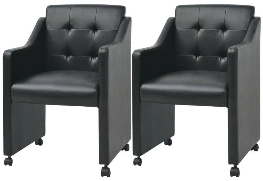 vidaXL Cadeiras de jantar 2 pcs couro artificial preto