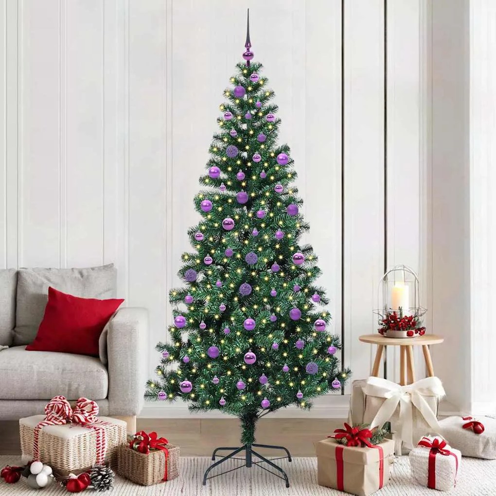 vidaXL Árvore de Natal Artificial Pré-iluminada Verde 210 cm