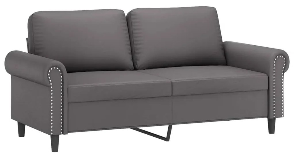 2 pcs conjunto de sofás c/ almofadões couro artificial cinzento