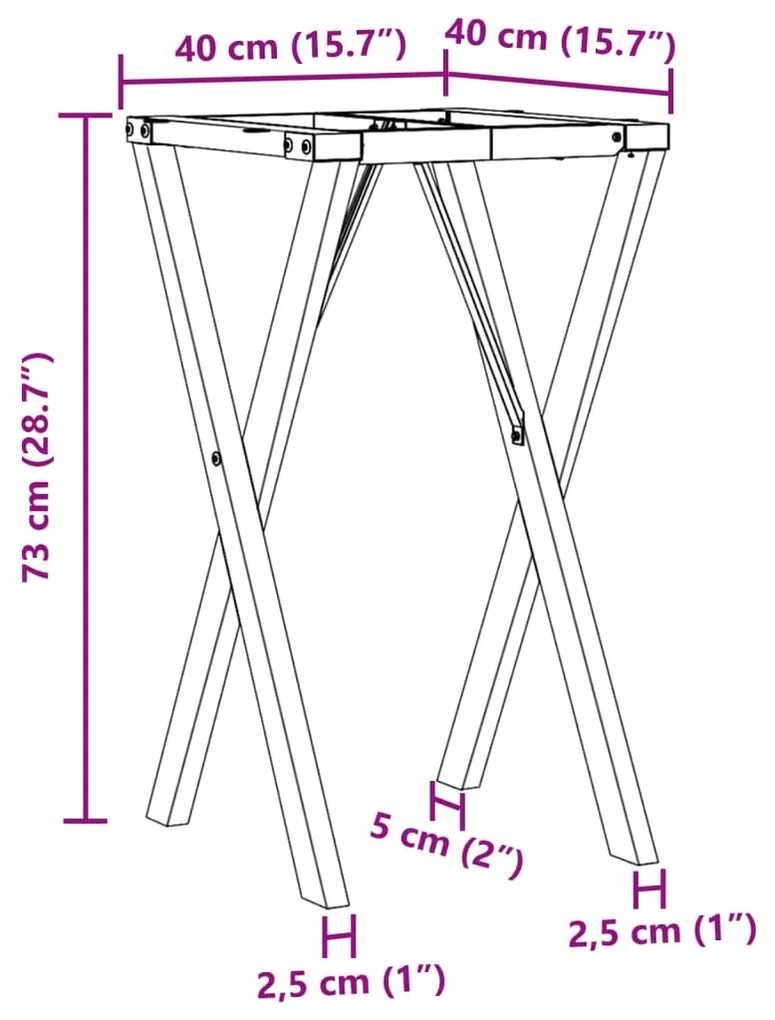 Pernas para mesa de jantar estrutura em X aço