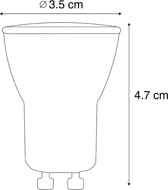 Conjunto de 5 Lâmpadas LED GU10 Reguláveis 35mm 3W 220 lm 2700K