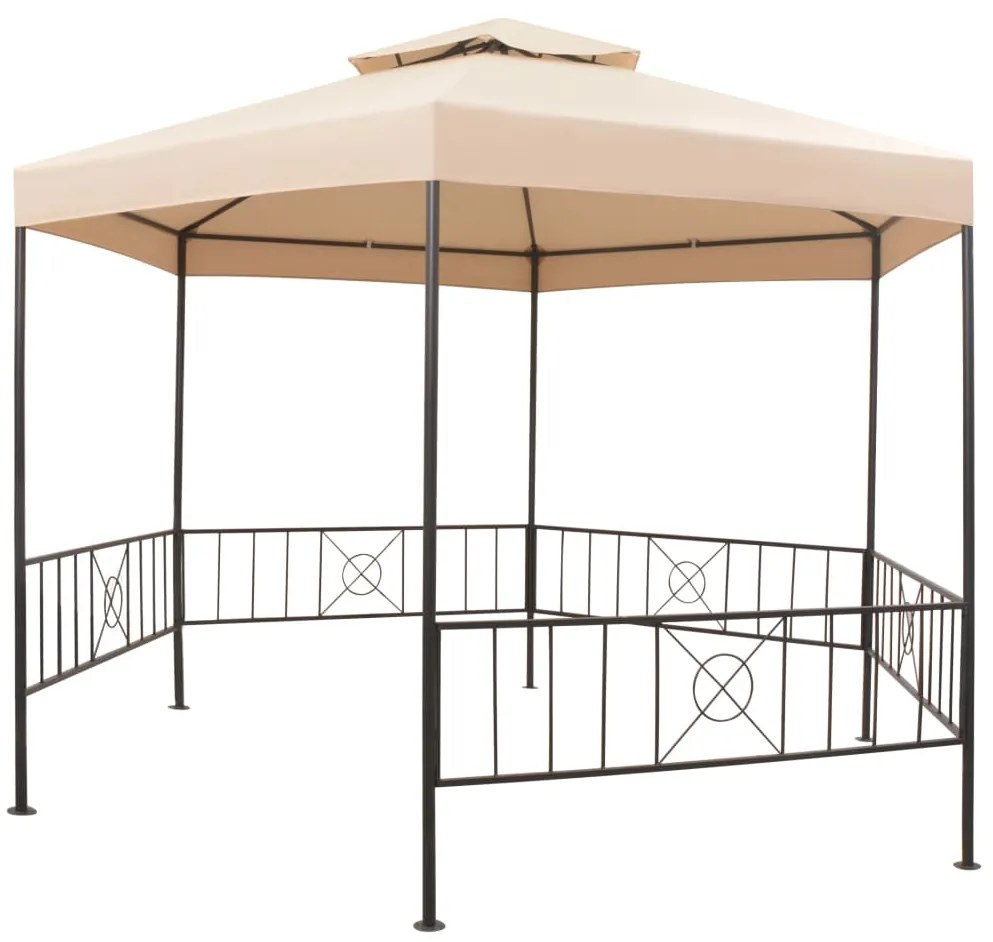 Tenda/gazebo de jardim hexagonal 323x265 cm bege